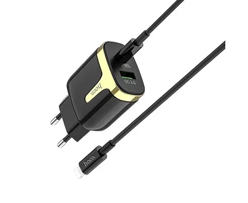 Блок 2 порта быстрая зарядка Hoco C79A QC3.0+PD Type-C to Lightning - фото 1