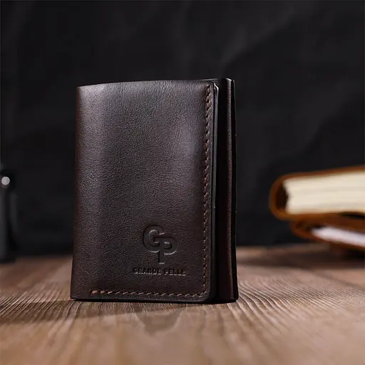 Мужской кожаный кошелек Grande Pelle 8х10х1.5 см acs0025794 - фото 6