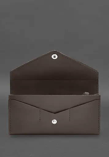 Кожаный клатч (портмоне) на кнопке 5.0 Темно-бежевый - фото 3