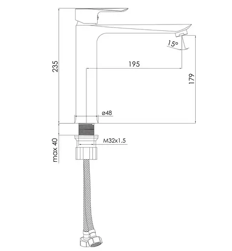 Смеситель для умывальника высокий Imprese Vaclav 35 мм брашированный никель f03506406AB Никель - фото 2