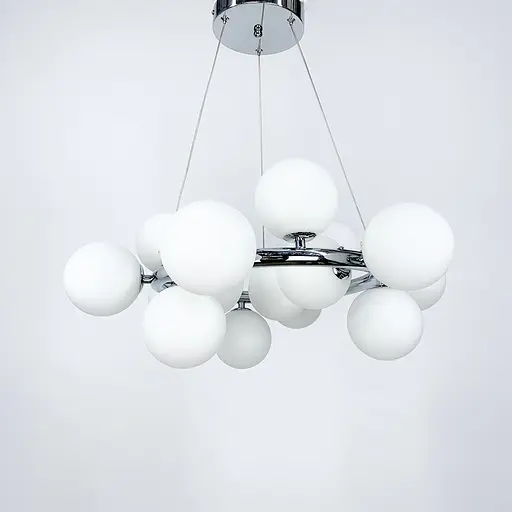 Подвесная люстра в хроме с белыми плафонами Line.F SG 47/15 CH+WT - фото 1