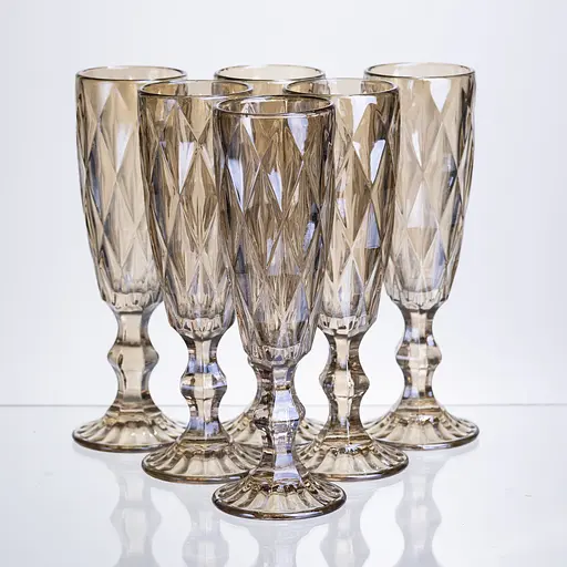 Набор бокалов для шампанского Citrine 6 штук по 180 мл. HP-19-280 прозрачный бокал для напитков игристых вин легких коктейлей - фото 1