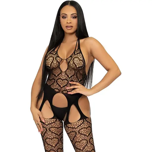 Бодистокинг с открытым доступом Leg Avenue Net suspender bodystocking One size Black кружево