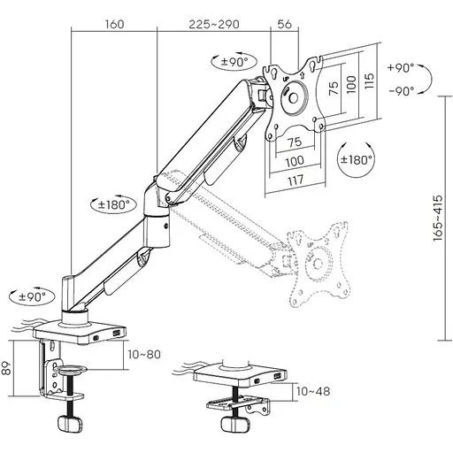 Настільне кріплення для монітора OfficePro MA431B 17`-32` Black [148279] - фото 5