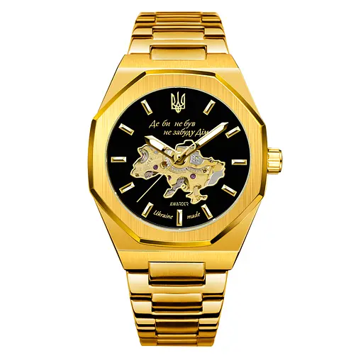 Наручний годинник чоловічий 026-3D Де би не був Gold-Black Awarder acs0031814 - фото 1