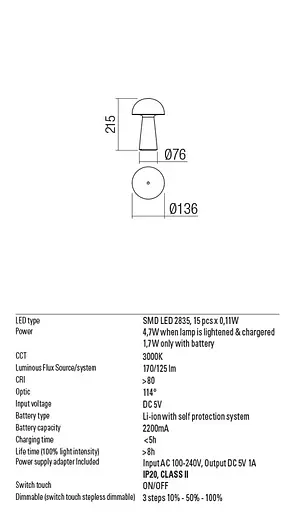 Світильник настілький вуличний KIRA VE LED 4.7W IP 44 MWH 3000K(5.1.2) Redo 90438 - фото 3