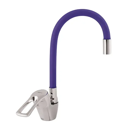 Смеситель для кухни Zerix YUB 181 с фиолетовым гибким изливом ZX0432 Хром - фото 1