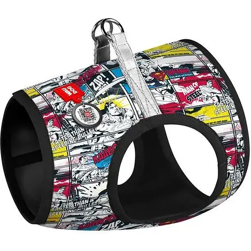 Шлея для собак Waudog Clothes м'яка з QR паспортом, малюнок "Супермен комікс", XS2