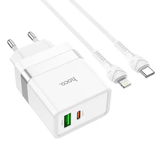 Блок живлення та кабель Hoco charger set N21 1 USB 1 Type-C 30 W - фото 5