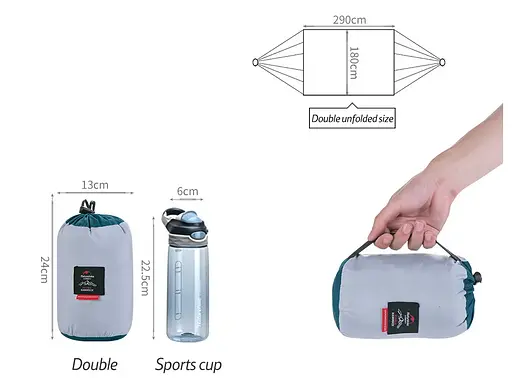 Туристичний двомісний гамак Naturehike NH21DC011 290х180см (Помаранчевий) - фото 4