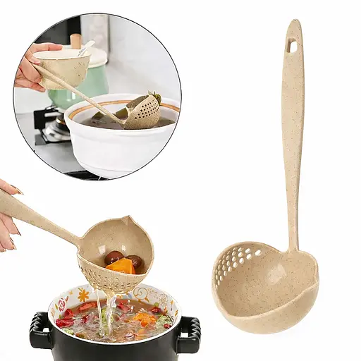 Ополоник-шумівка MagicKitchen 2 в 1 із ситом для супу та проціджування Бежевий 88308 - фото 2