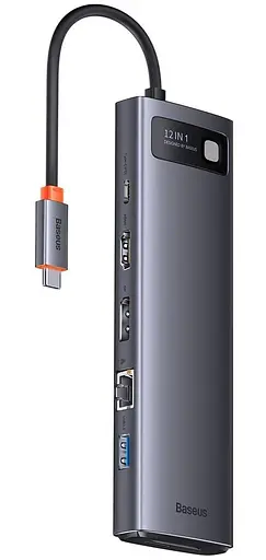 USB-хаб Baseus Metal Gleam Series 12-in-1 (Type-C to HDMI+USB3.1*2+USB3.0*2+Type-C 3.1+PD+RJ45+SD/TF gray (WKWG020213) - фото 2