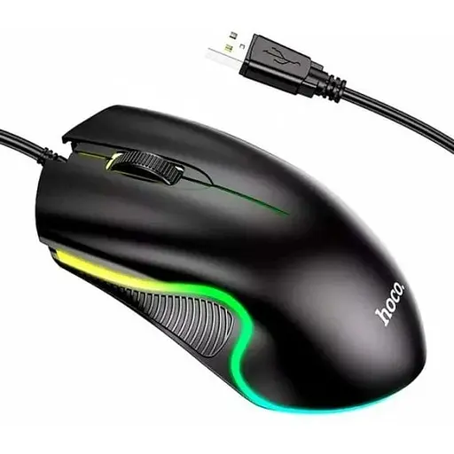 Мишка Hoco GM19 Enjoy Gaming luminous wi червоний mouse чорний - фото 1