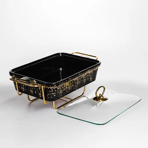 Мармитница прямоугольная Yiwu со стеклянной крышкой на металлической подставке с подогревом 35.5х19х15.5 см настольный мармит для первых блюд ML-874-13 - фото 3