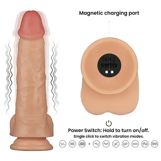 Вібратор Lovetoy Power Basics Cock 9.5'' 23.6 см (тілесний) - фото 13