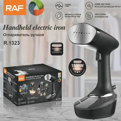 Ручний вертикальний відпарювач RAF R.1323 для одягу з резервуаром 400 мл 1500 Вт Чорний - фото 6