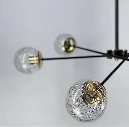 Потолочный светильник с хромированной нитью и золотой фурнитурой Ст. H 9820/6 BK+GD | Line F - фото 2