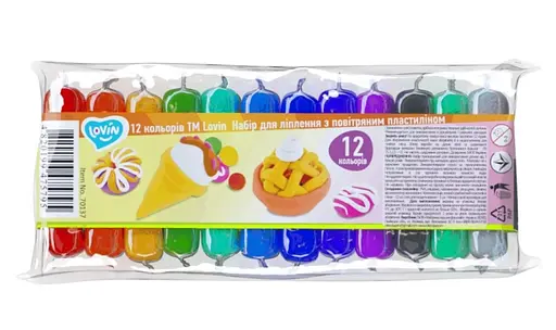 Набір для ліплення з повітряним пластиліном, 12 кольорів, TM Lovin