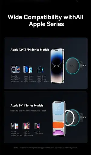 Держатель с беспроводной зарядкой для авто Baseus CW01 Magnetic 15W черный - фото 10