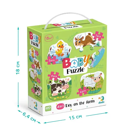 Детский пазл 4 в 1 "Baby puzzle. День на ферме" DoDo Toys 300687 набор 4 в 1 - фото 5
