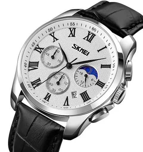 Часы мужские наручные классические Skmei 9260 (Серебристые с белым циферблатом) - фото 2