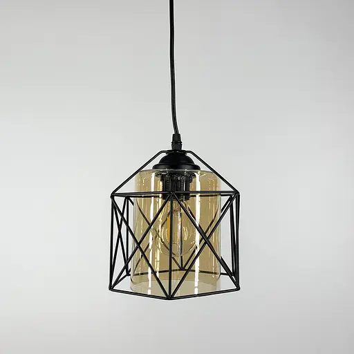 Світильник підвісний в чорному корпусі з скляним плафоном | Line F | Арт. 11770/1 BK - фото 1