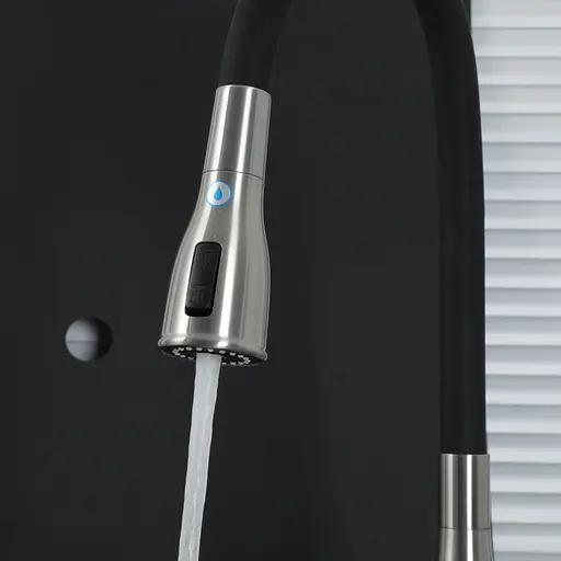 Смеситель для кухни на две воды Gappo G4399-65 гибкий излив нержавеющая сталь сатин Нержавеющая сталь - фото 4