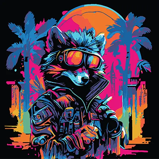 Набор для росписи по номерам Strateg Енот в модных очках на черном фоне 40х40 см (AV4040-58) - фото 1