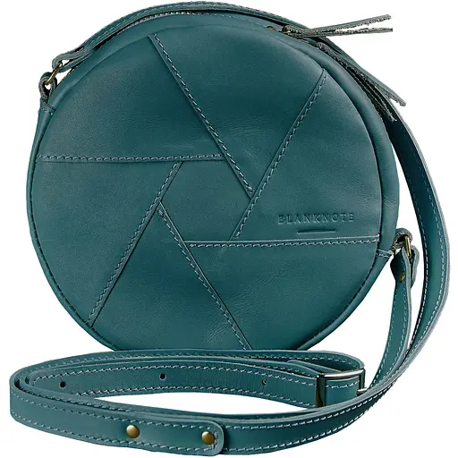 Шкіряна кругла жіноча сумка Бон-Бон зелена - фото 1