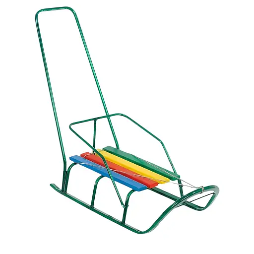 Детские санки "Классик/2" с ручкой, зеленые, круглые полозья - фото 3