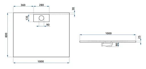 Душевой поддон Rea Bazalt 80x100 long black REA-K3323 Черный матовый - фото 6
