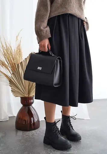 Жіноча шкіряна сумка Classic чорна - фото 7