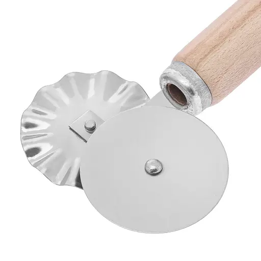 Багатофункціональний з'єднувальний ніж 2 в 1 для піци та тіста з роликом та дерев'яною ручкою 15.5 см, Kitchette 85667 - фото 9