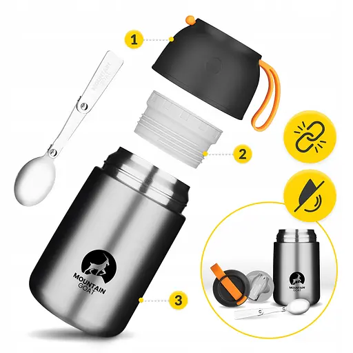 Термос для еды Mountain Goat 0.72 л с ложкой Silver (P-5905973406970) - фото 5