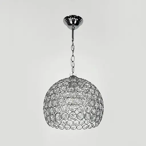 Хромований підвісний світильник із декоративним кришталем Ø 25 см | Line F | Арт. 402/1L CH - фото 5