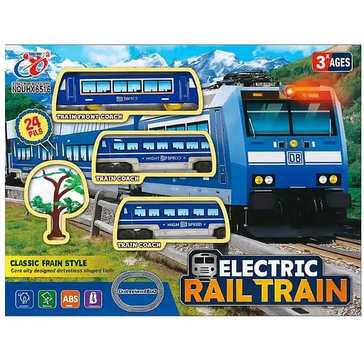 Залізниця JHX5616 набір із локомотивом, вагонами і світловими ефектами 462 см синя - фото 2