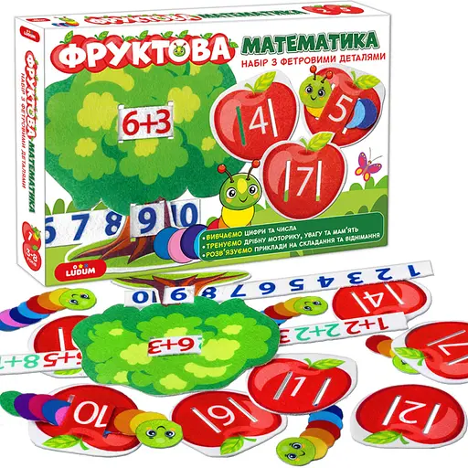 Развивающая игра для детей "Фруктовая математика" Magdum ME5032-15, 2в1 фетровые детали - фото 2
