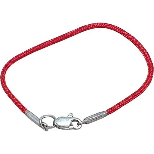 Красный браслет Qvaliz из шелковой нити с серебром. 905-00770