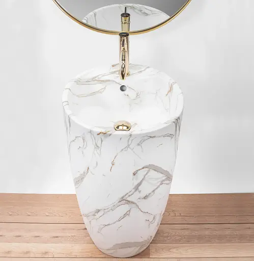 Умивальник Rea Anya lava matt напольний REA-U5803, Мармур - фото 3