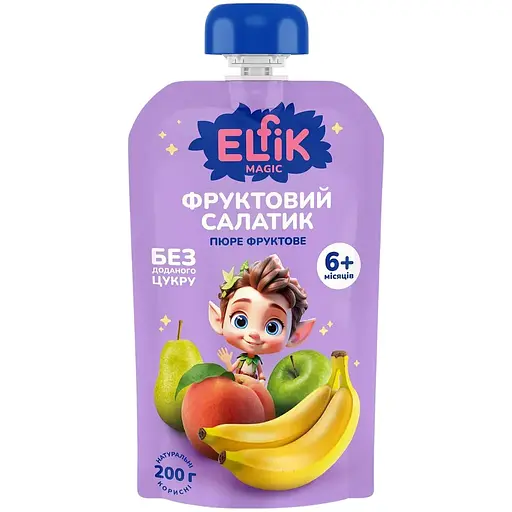 Уцінка. Пюре фруктове Elfik Magic Фруктовий салатик 2400 г (12 шт. x 200 г) - фото 2