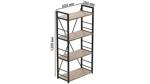 Этажерка 4/60 Серии Коннект 120x60x28 черный ДСП Дуб Сан-Марино 16мм FRD-104237 - фото 3