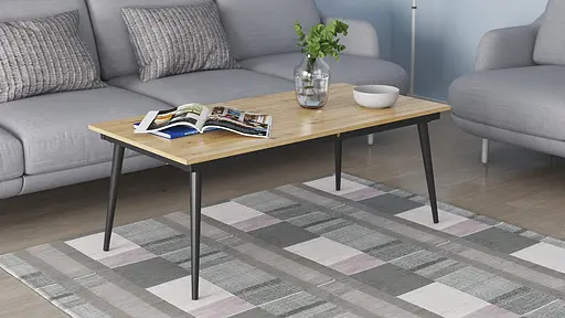 Стіл журнальний трансформер Dandi Small Ferrum-decor 45x120(160)x60 Чорний метал ДСП Дуб Артізан 16 мм (FRD-106792)