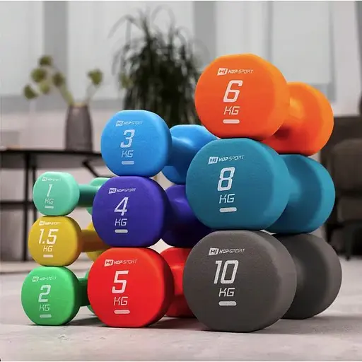 Гантели для фитнеса Hop-Sport неопреновые круглые HS-V010DR 2x1кг бирюзовый - фото 6