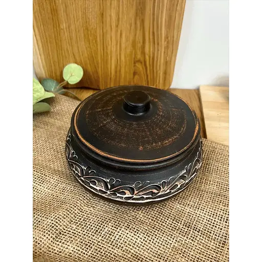 Ковбасник 1 л керамічний (глиняний) різьблений Ангоб - фото 2