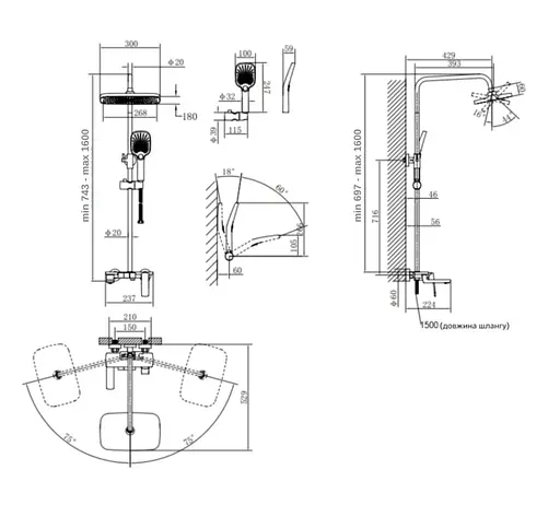 Душевая система универсальная Qtap Tern Chrome с изливом QTTER111CRM47591 - фото 9