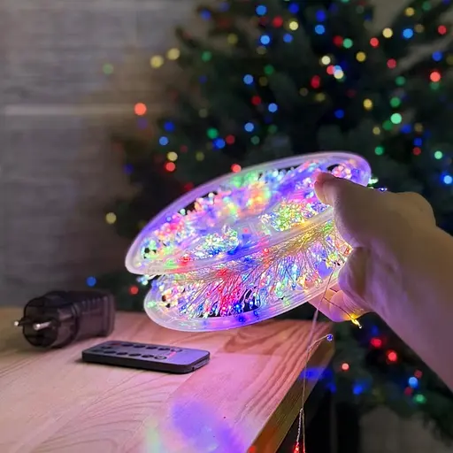 Гірлянда Роса мішура на прозорому проводі 5 метрів Різнокольоровий - фото 2