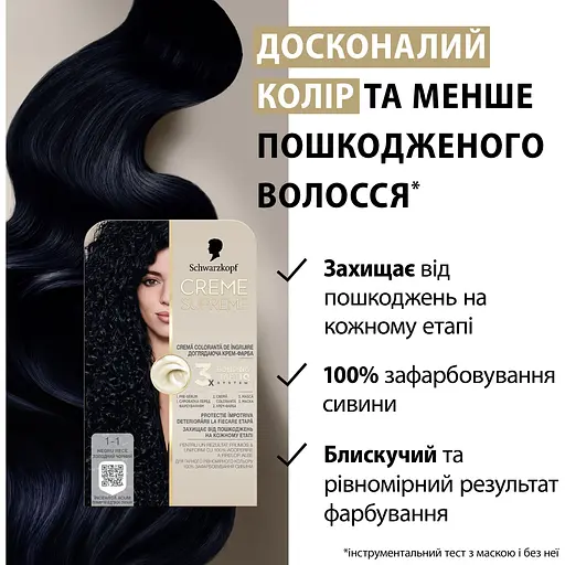 Фарба для волосся Creme Supreme №1-1 холодний чорний - фото 12