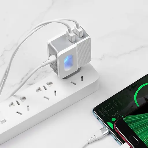 Зарядный адаптер Hoco C75 Imperious DC5V 2.4A EU штекер двойной USB выход - фото 4