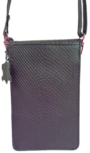 Небольшая женская кожаная сумка для телефона UP2 Fashion баклажан sum0028726 - фото 4