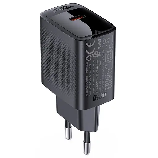 Сетевое зарядное устройство для Acefast A82 PD20W GaN single USB-C charger черный - фото 1